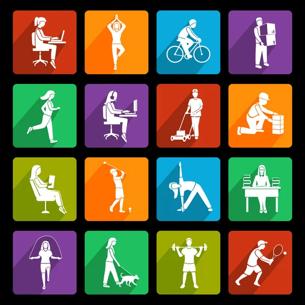 Physical activity icons flat — Stock Vector