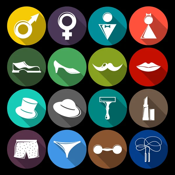 Conjunto de iconos de género plano — Archivo Imágenes Vectoriales
