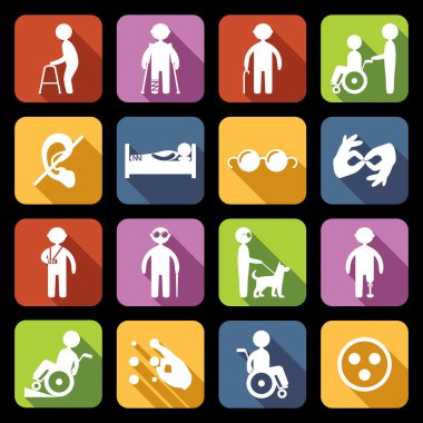 Disabled Icons Set Flat clipart