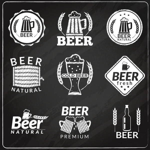 Emblemas de pizarra de cerveza — Vector de stock