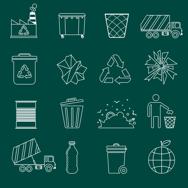 Garbage icons outline — Stock Vector