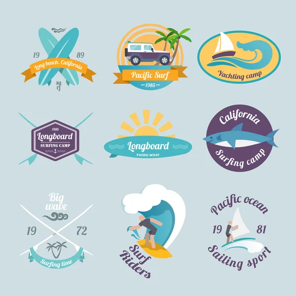Set de etiquetas de surf — Archivo Imágenes Vectoriales