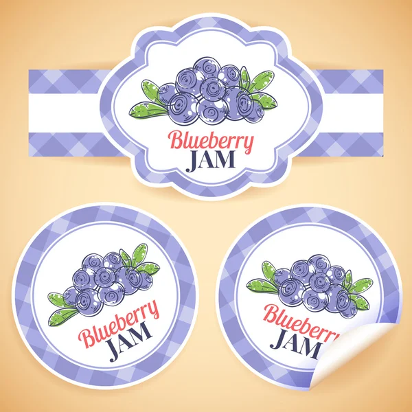 Blueberry jam labels — Stock Vector