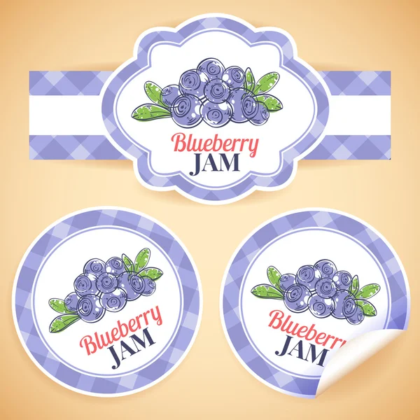 Blueberry jam etykiety — Wektor stockowy