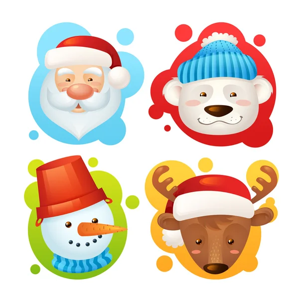 Juego de personajes navideños — Vector de stock