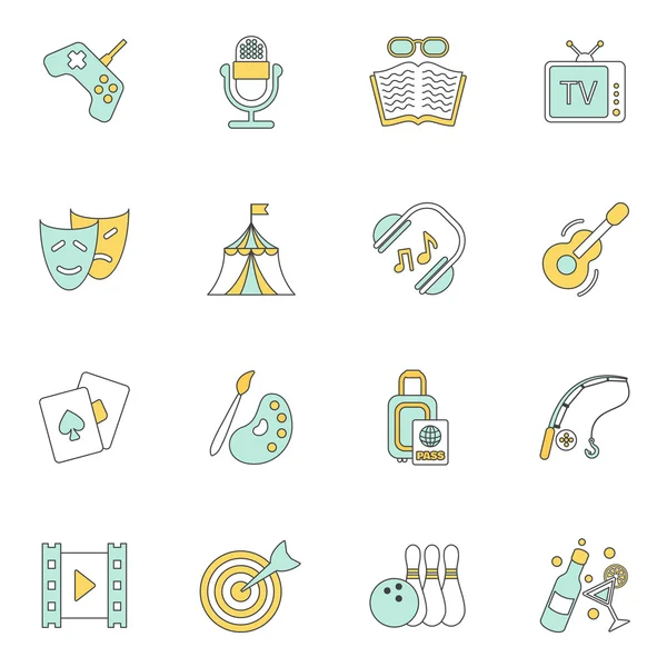 Entertainments icons flat — Stock Vector