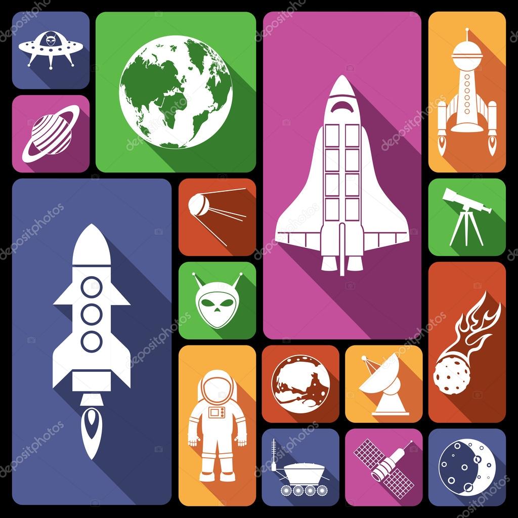 Space icons flat