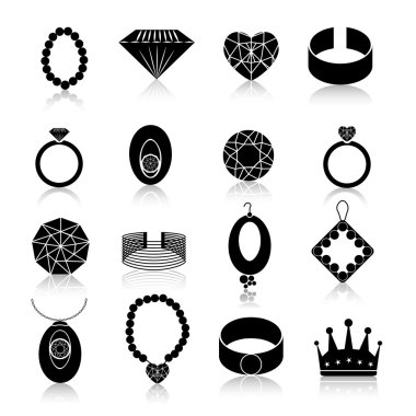 siyah mücevher Icon set