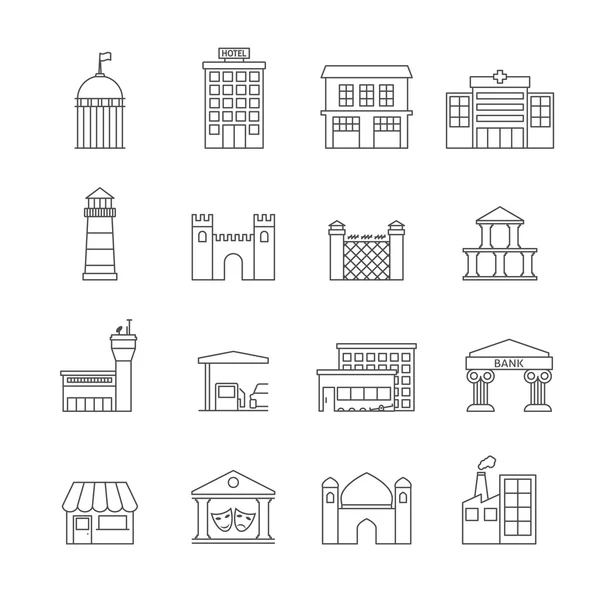 Kormányzati épületek ikonok — Stock Vector