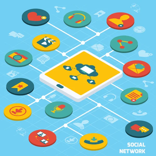 Social network isometric — Stock Vector