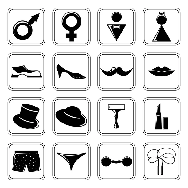 Gender icons set black — Stock Vector