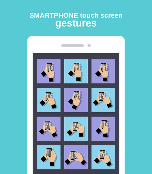 Οι χειρονομίες αφής στο smartphone — Διανυσματικό Αρχείο
