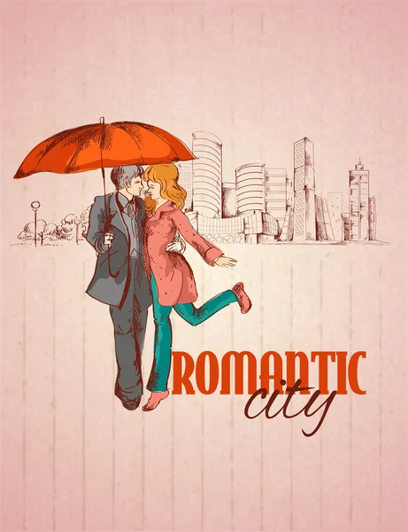 Cartel romántico de la ciudad — Vector de stock