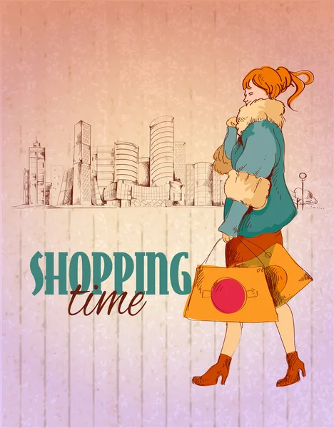 Shopping-City-Plakat — Stockvektor