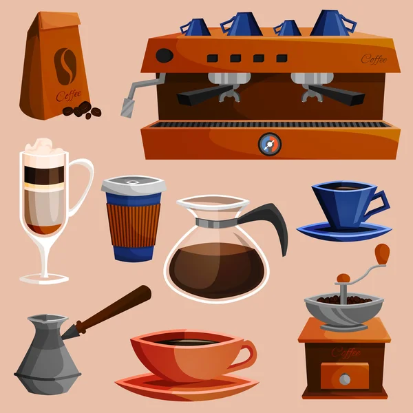 Set de elementos de café — Vector de stock