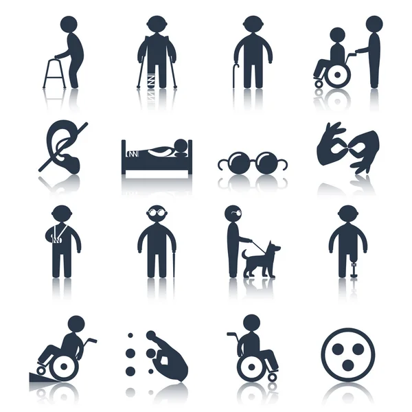Iconos para discapacitados negro — Vector de stock