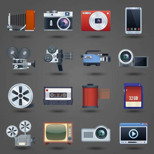 Foto conjunto de ícones de vídeo —  Vetores de Stock