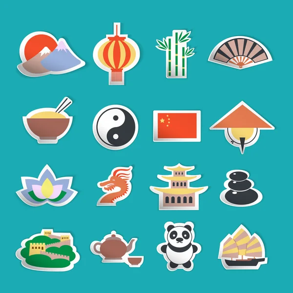 China pictogrammen stickers — Stockvector