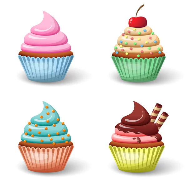 Conjunto de cupcake doce — Vetor de Stock