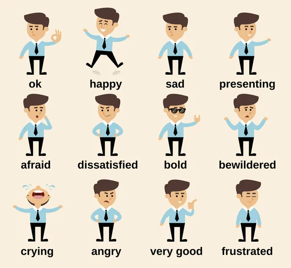 Businessman emotions set — Stock Vector