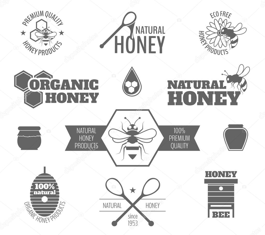 Bee honey label black