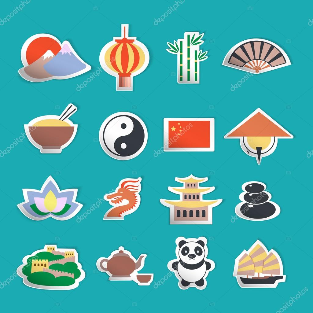 China icons stickers Stock Illustration by ©macrovector 54317253