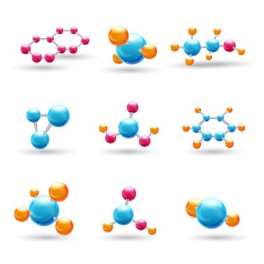 3D chemical molecules clipart