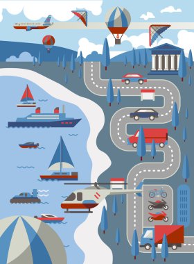 şehir ulaşım konsepti