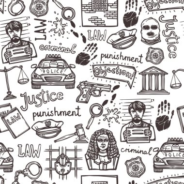 Law icon sketch seamless pattern clipart