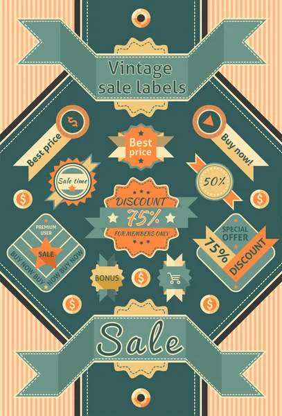 Vintage sale labels — Stock Vector