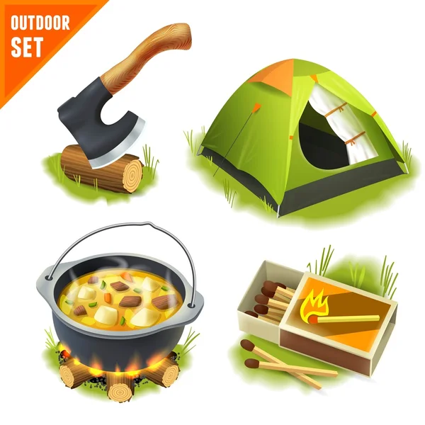 Camping pictogrammen ingesteld — Stockvector