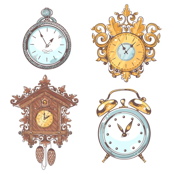 Ancien ensemble d'horloge vintage — Image vectorielle