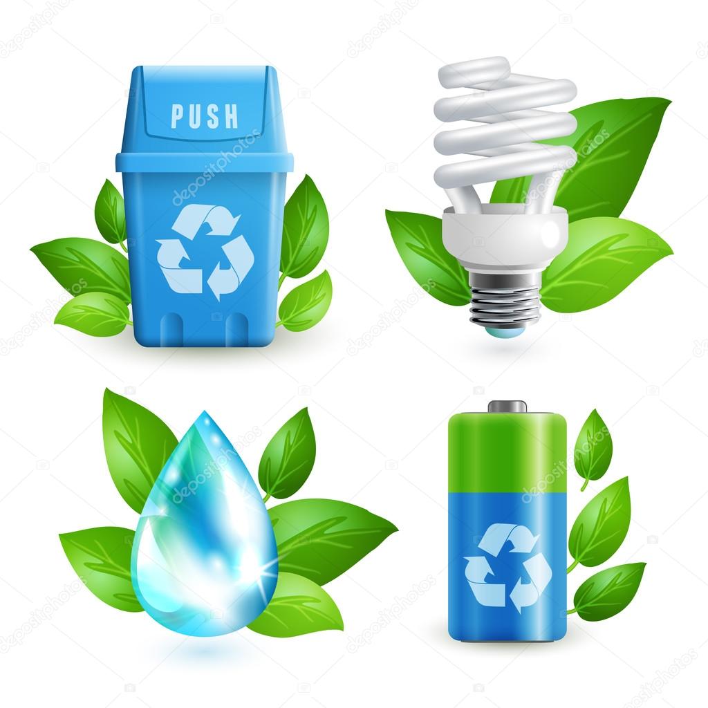 Ecology and waste icon set