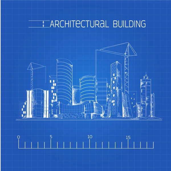 Αρχιτεκτονικό κτίριο σχεδιάγραμμα — Διανυσματικό Αρχείο