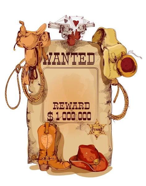 Wanted western vintage poster — Stock Vector