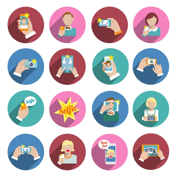 Selfie Icons Flat — Stock Vector