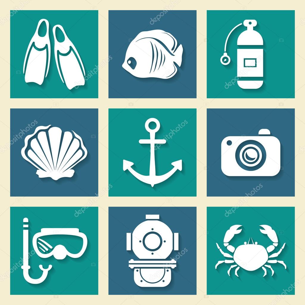 Sea symbols icons et