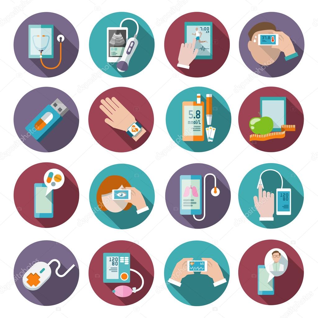 Digital health icons set