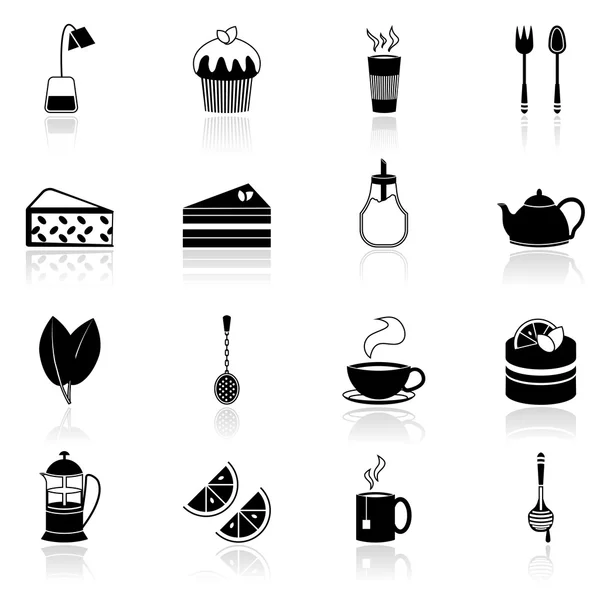 Tea icons set black — Stock Vector