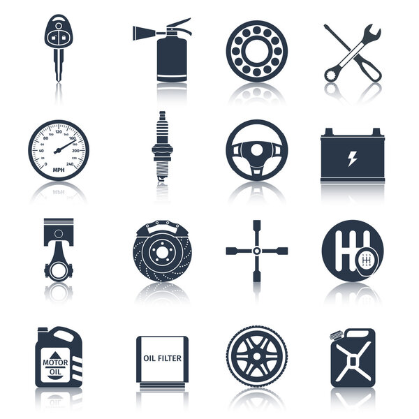 Car parts icons black