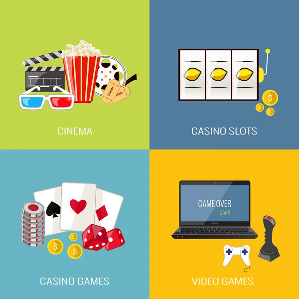 Games flat set — Stock Vector