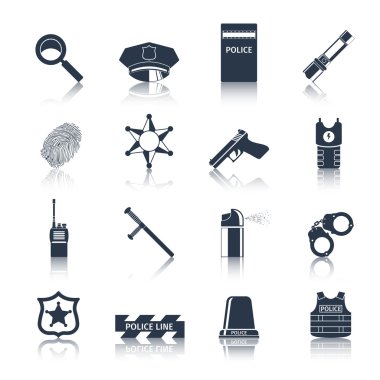 siyah polis Icons set