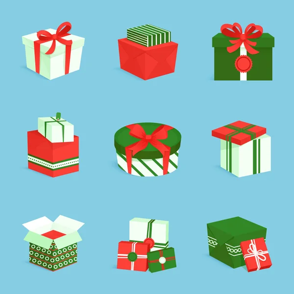 Conjunto de iconos de caja regalo — Vector de stock