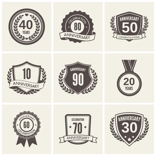 Anniversary label set — Stock Vector