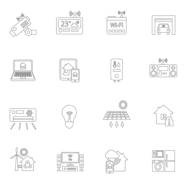 Esquema de iconos del hogar inteligente — Archivo Imágenes Vectoriales