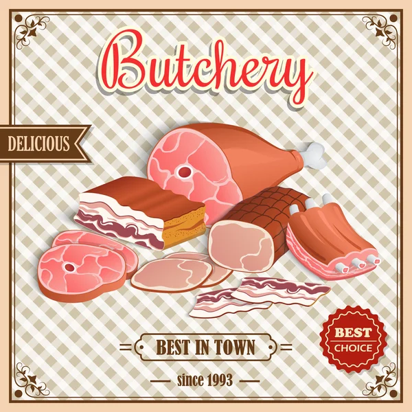 Retro vlees poster — Stockvector