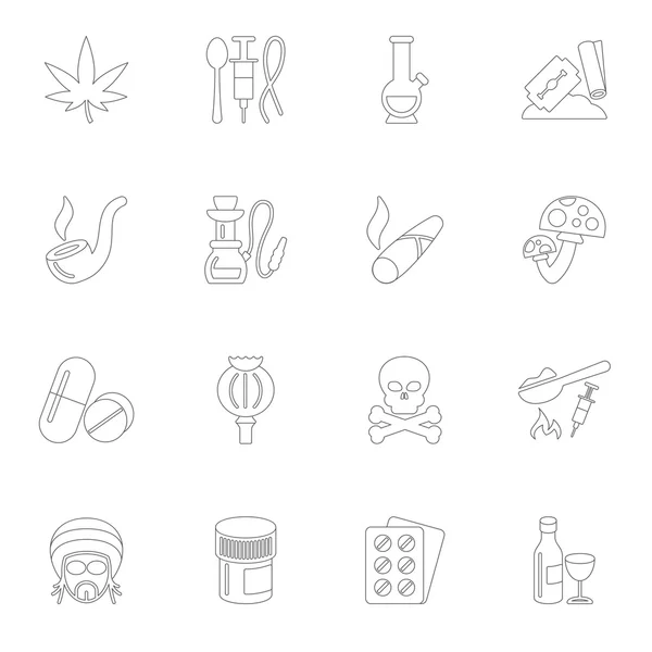 Drugs icons outline — Stock Vector