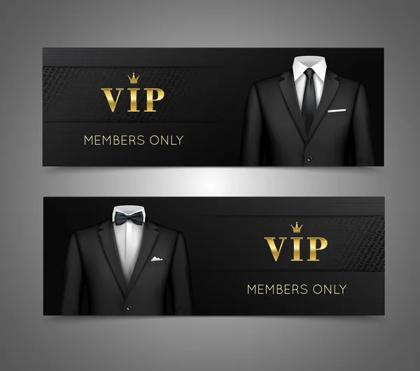 Businessman costume cartes vip bannières horizontales — Image vectorielle