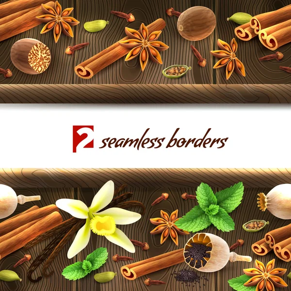 Spices seamless borders — Stock Vector