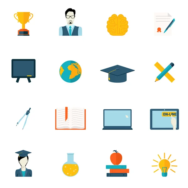 Education icons flat — Stock Vector